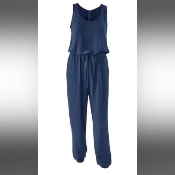 CAbi Pants & Jumpsuits Cabi Sleeveless Jumpsuit Navy Blue Jogger